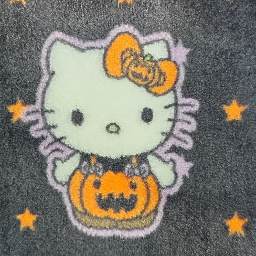 *Rare Color/Pattern* Hello Kitty Black Orange Halloween Costumes Throw Blanket
